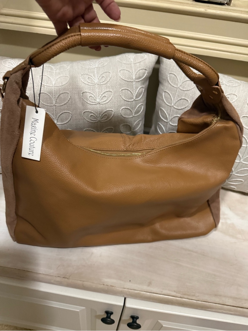 Tan Pebble Leather Shoulder Bag